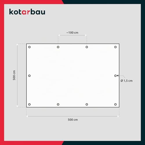 Miniatura 3 de Kotarbau Lona Impermeable Exterior - Polietileno - 5x5 M - Azul - 75 G M2 - Lona Suelo Piscina - Cubierta Reforzada Con Ojales - Cubierta De Protección Para Jardín - Resistente - Universal