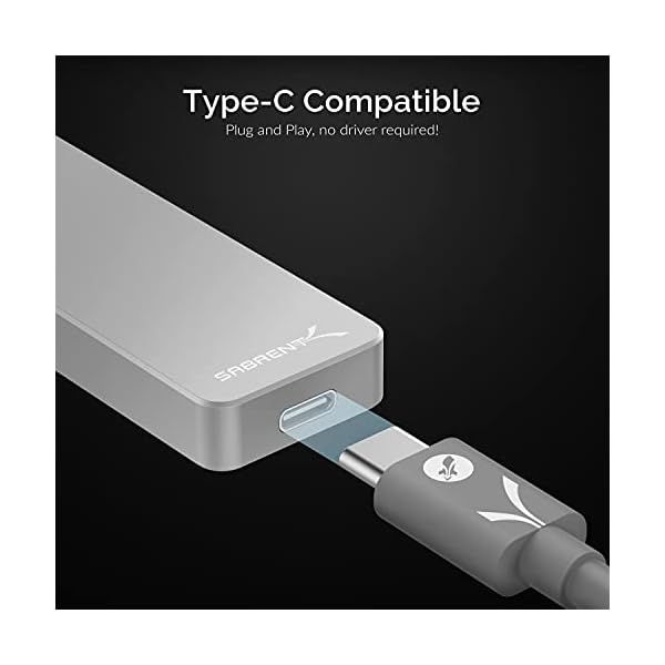 Sabrent Portable SSD 1TB, Festplatte extern NVMe, USB 3.2 Gen 2, 1000 MB/s Lesen, 1000 MB/s Schreiben, USB C Kabel enthalten, Externe M.2 SSD Aluminiumschale, Silber (SB-1TB-NANO) – Bild 7