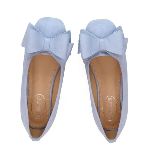 ODORHEISAYO Bowknot Flats Shoes Women Comfortable Dressy Women's Flats Square Toe Casual Slip on Flats for Women 7