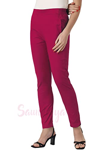 Image of Saundarya Women's Regular Fit Stretchable Cotton Trousers Pants