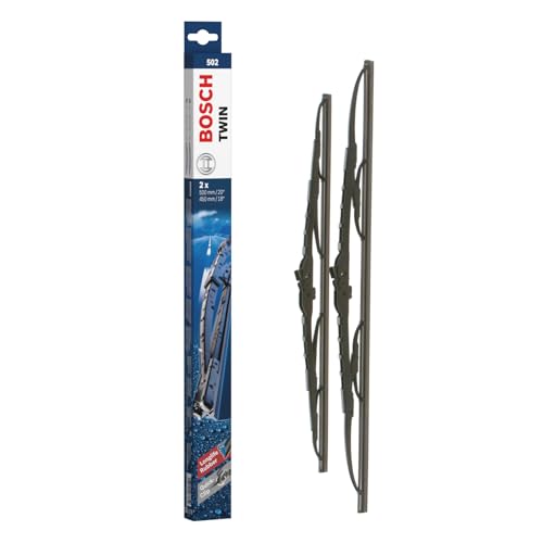 Bosch Twin 502 Limpiaparabrisas Frontal   Set de Escobillas de Recambio para una mayor seguridad en la conducción, con Adaptador Quick Clip Premontado, 50 cm / 45 cm