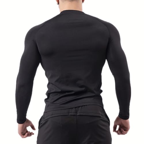 Mens Compression T Shirt Casual Slim Fit Stretch Lightweight Breathable Sport Workout Shirt Long Sleeve Crewneck Top2