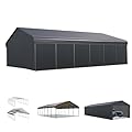 MFSTUDIO Carport 20x30 ft, Outdoor Heavy Duty Carports with Sidewalls, Metal Shed Canopy Shelters Garage Shelter Shade Car Ports with Galvanized Roof for 3 Cars, Truck and Boats