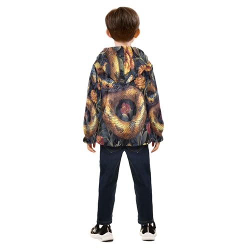 Vintage Snake Flower Toddler Fleece Jacket Girl Boys Hooded Fleece Jacket Coat Warm Outwear Zip-up 3-10T4