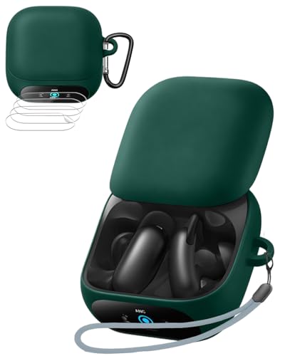 For Anker Soundcore Liberty 5 Pro �P�[�X+4���ی�t�B���� YAJOJO ���C�����X �C���[�z�� �[�d�P�[�X�J�o�[ �J���r�i�E�L�[�`�F�[���t�� �V���R���ی�P�[�X �����h�~ �ϏՌ� �h�o �L�Y�h�~ �w��h�~ Anker S