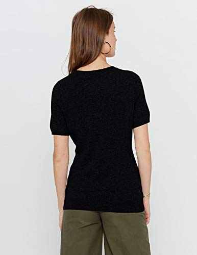 State Cashmere Short Sleeve Crewneck Sweater - Pullover Tee For Women Made With 100% Pure Cashmere Sourced From Inner Mongolia Goats - Soft, Lightweight & Versatile - (Black, Medium) #TOP2