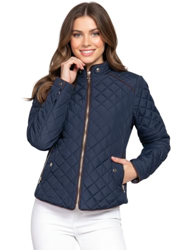 NE PEOPLE Womens Lightweight Quilted Zip Jacket, Large, NEWJ22NAVY