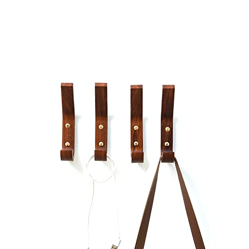 Lonangg 4Pcs Wooden Hook Retro Hook Black Walnut Coat Hook Wall Mount - Handcraft Hat Rack For Clothes Hat Hanger Towel, Wooden Wall Hanger Wall Organizer Decoration #TOP4
