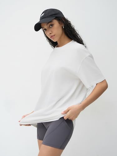 CIDER Oversized T-Shirt for Women Casual Crew Neck Tee Short Sleeve Basic Top 100% Cotton Knit Fabric2