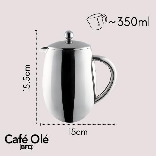 Café Olé BFD Cafetière, doppelwandiger Körper aus Edelstahl 18/10 und Siebfilter, satinierte Oberfläche… – Ansicht 4
