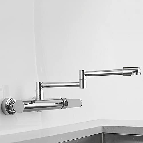 Grifos de cocina de pared de latón cromado con brazo retráctil agua fría