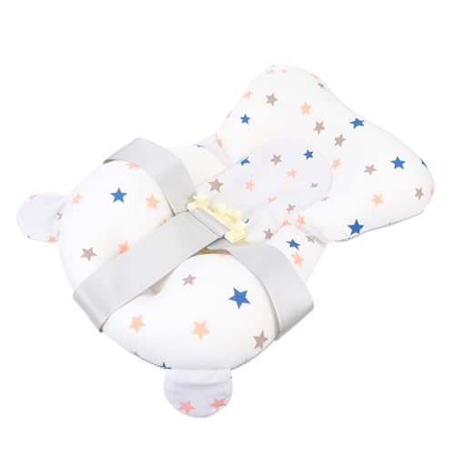 ibasenice Asiento de Baño para Ñiño Recién Nacido Soporte Cómodo y Hebilla Ajustable Cojín de Baño Blanco de Algodón Seguro y Antideslizante