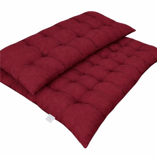 Image of ATOOTFUSION Soft Cotton Thick Foldable Mattress, Black, Firm Hand Crafted Tufted, Lightweight Rollable for Picnic Guest Sleeping (Maroon, Small Double Bed 72X60X5 inches)