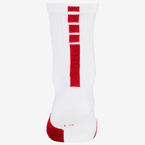 Nike Elite Crew Unisex Socks SX7622-103 (WHITE/UNIVERSITY RED/UNIVERSIT), Size M3
