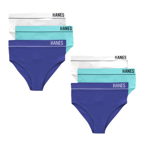 Image of Hanes Women's Originals Hi-leg Bikini Underwear, Seamless Rib Bikini, Assorted Colors, 6-pack