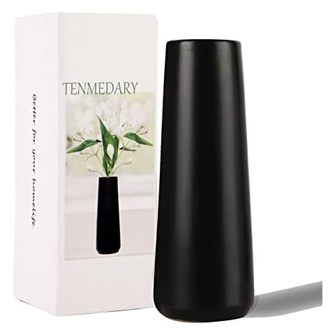 TENMEDARY Jarrón de flores negro de cerámica para hierba de las Pampas Cover