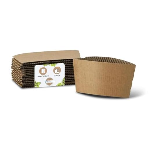 BIOZOYG Praktische Hitzeschutz Manschetten für Kaffee to Go Becher Einweg I Passend für 300ml 12oz und 400ml 16oz Kaffeebecher I 1000 Stück Griffhüllen braun ungebleicht unbedruckt recycelbar