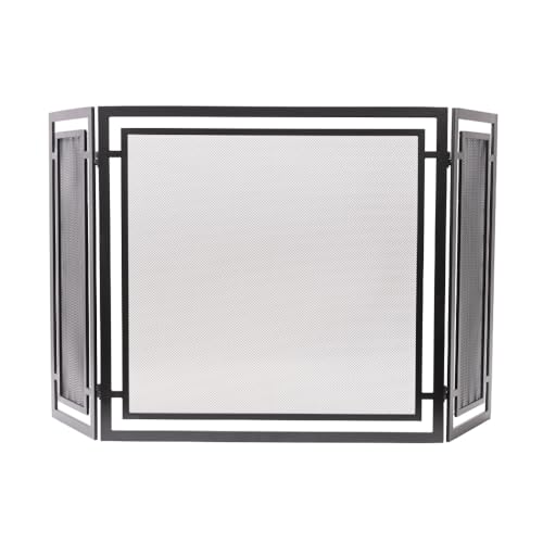 Modern Ember Gatsby 3-Panel Fireplace Screen in Black | Folding