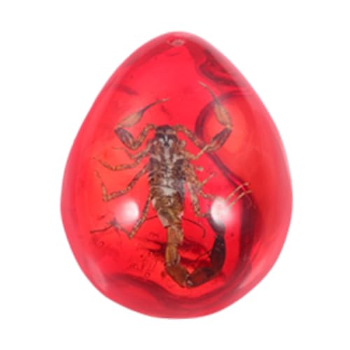 Vaguelly Amber Fossi-l Insect,Insect in Resin Bugs Specimen Set Preserved in Resin,Resin Amber for Kids Scientific Educational,Collection,Paperweights, Ornament Red
