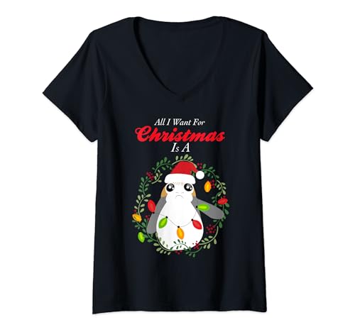 T-shirt Star Wars femme Porg col V tenue pour fête de Noël