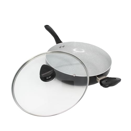 Image of IMUSA 4 Qt Premier Cera Jumbo Cooker – Gray Speckled Ceramic Nonstick Deep Sauté Pan with Cool Touch Handles, Helper Handle, and Matte Black Exterior for Pasta, Meats & Vegetables