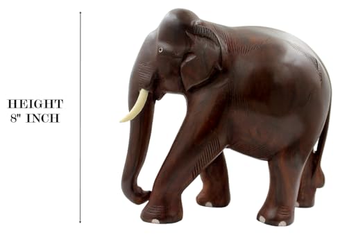 Image of Rosewood Handmade Elephant Showpiece (Brown, 8-inch), Animal