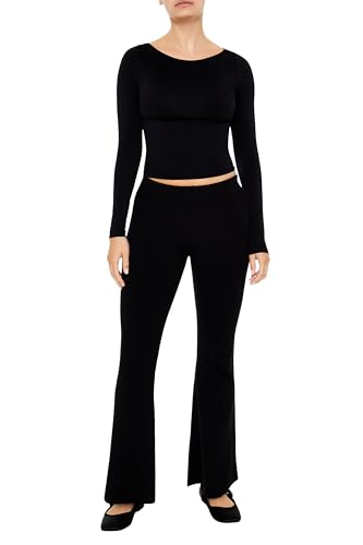 Forever 21 Women's Sweater-Knit Mid-Rise Flare Pants