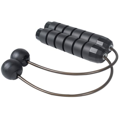 エア縄跳び コードレス ロープレス なわとび トレーニング 脂肪燃焼 有酸素運動 室内 ダイエット 器具 縄なし ジャンプ ロープ 調整可能 静音 コンパクト 家庭用 フィットネス 筋トレ スポーツ (スチールワイヤーロープ,ブラック)