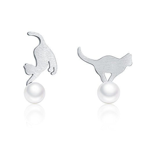 Boucles d'oreilles argent 925 chat joueur élégantes et hypoallergéniques pour femme