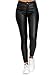 Produktbild Onsoyours Damen Lederhose Sexy Skinny Legging Stretch PU Leder Look Optik Schwarz Schlank Hose Kunstlederhose Treggins Push Up Biker Pants (M, Schwarz)