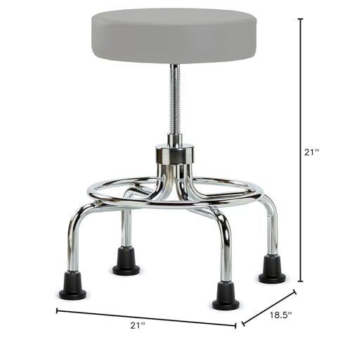 Image of Perch Retro Exam Stool with Glides, 18.5 inch-24 inch, Grey Vinyl