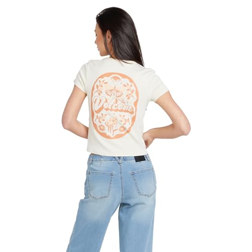 Image of Volcom Women's Have a Clue Short Sleeve Tee - Fitted T-Shirt with Striped Neck Taping