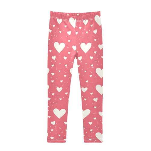 Love Pink Pattern Girls Leggings Ultra Soft Compression Yoga Gym Pants for Kids 4-10T