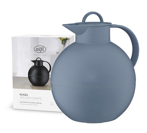 alfi Kugel Isolierkanne Vintage Indigo 0,94l, 12h heiß & 24h kalt, hygienischer Hartglaseinsatz, Drehverschluss, ideal als Kaffeekanne, Teekanne