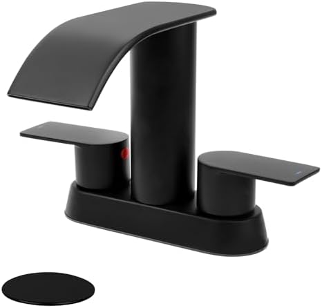 M OUDEMEI Two Handles Waterfall Bathroom Faucet, 4 Inch Centerset Sink ...