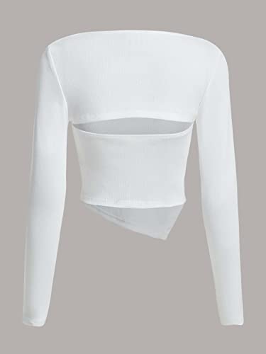 Image of Verdusa Women's 2 Piece Sleeveless Crop Tube Top and Long Sleeve Shrug Open Front Crop Top