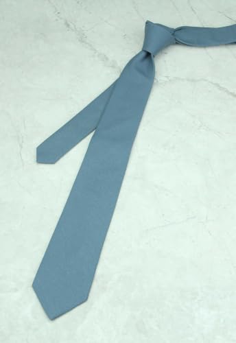 Image of Mens Solid Linen Ties - Slim Pattern Necktie for Men Wedding Groomsmen