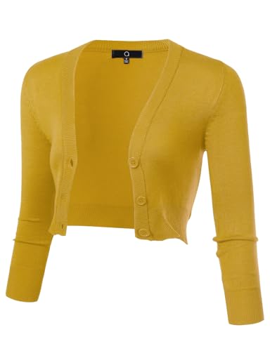 Image of Allsense Women's Cropped Bolero Shrug Cardigan | 3 /4 Sleeve, Button Down, Lightweight Knit Sweater