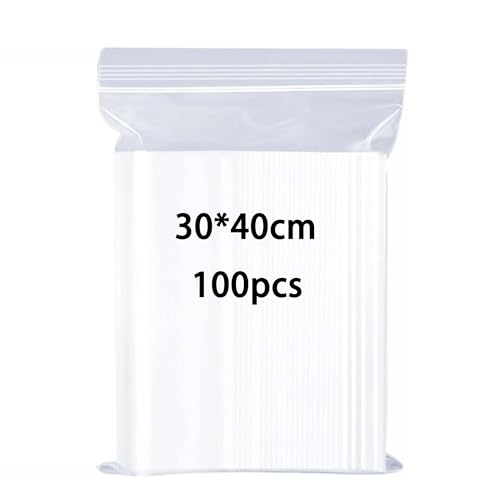 huruirui 30X40cm Bolsas Plastico Transparente 100pcs Bolsas Autocierre Transparente Que se Volver a Sellar Bolsa Grandes Almacenamiento Aplican Almacenar Nueces Granos Vestimenta 100μm