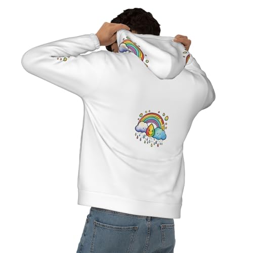 Sweat à capuche imprimé haut de gamme pull léger homme noir Rainbow Clouds 3XL - 5