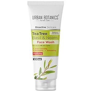 UrbanBotanics® Tea Tree, Basil & Purifying Neem Face Wash For Women & Men – Paraben Free – SLES Free – For Normal, Oily & Acne Prone Skin, 100ml