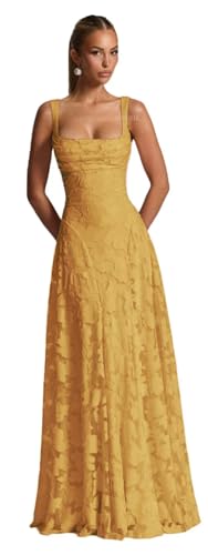 SIPUHK Mustard Yellow Junior Bridesmaid Dresses for Wedding Floral Lace