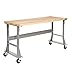 Global Industrial Mobile Fixed Height Workbench, Maple Block Square Edge, 72"W x 36"D, Gray