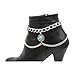 Women Boot Bracelet Western Fashion Silver Metal Chain Wave Shoe Turquoise Blue Coin Charm SET BC131