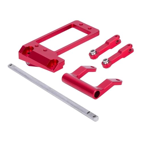 RC Car Accessories for Capra for LCG for Chassis 1/10 Portal Axle DIY Parts Aluminium CNC BAT Servo Mount with Hydraulic Steering Link RC Car Accessory Replacement(Red)