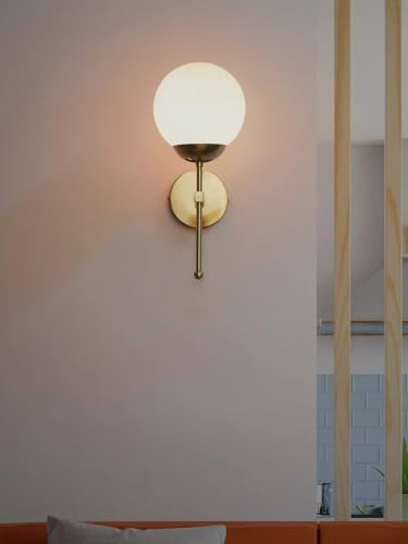 Image of Home Lighting 20 Beutyfull Wall Light Metal and Glass Fitting Singal Wall Lamp, Multicolour White Ball for Decor Livingroom,Bedroom,Home Office