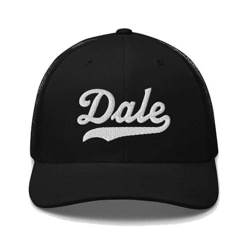 Dale Hat Dale Trucker Hat Baseball Script Embroidered Cap Vintage Sports Mesh Swoosh Gift Souvenir Headwear in OK PA SC WI Black