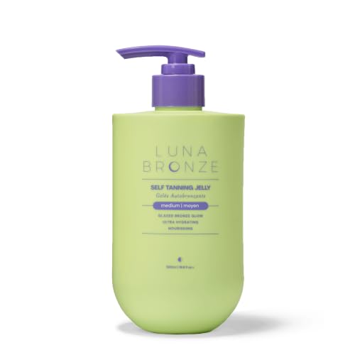 Image of Self Tanning Jelly Jumbo, 500ml /16.9 fl oz | Purple Self Tanner with Hyaluronic Acid and Natural DHA | Quick Dry, Non-Sticky, Streak Free | Medium to Deep Tan in 2-8 Hours, Vegan