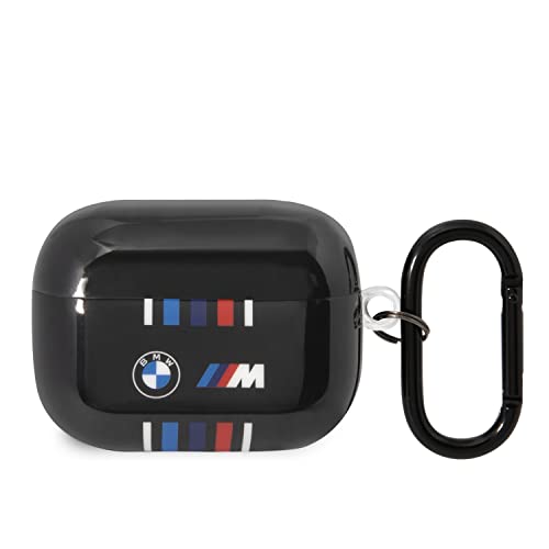 Bmw Airpods Case In Glossy Black Multi-Lines With Carabiner, Compatible With Apple Airpods Pro, Tpu Protective Hard Case, Shockproof, Wireless Charging With Signature Metal Logo #TOP6