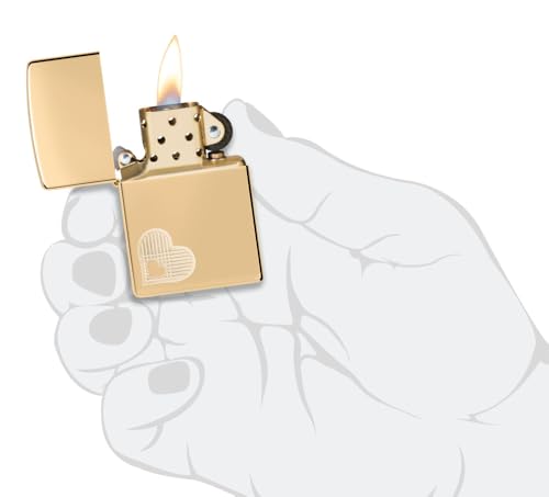 Image of Zippo Double Hearts Design High Polish Brass Pocket Lighter